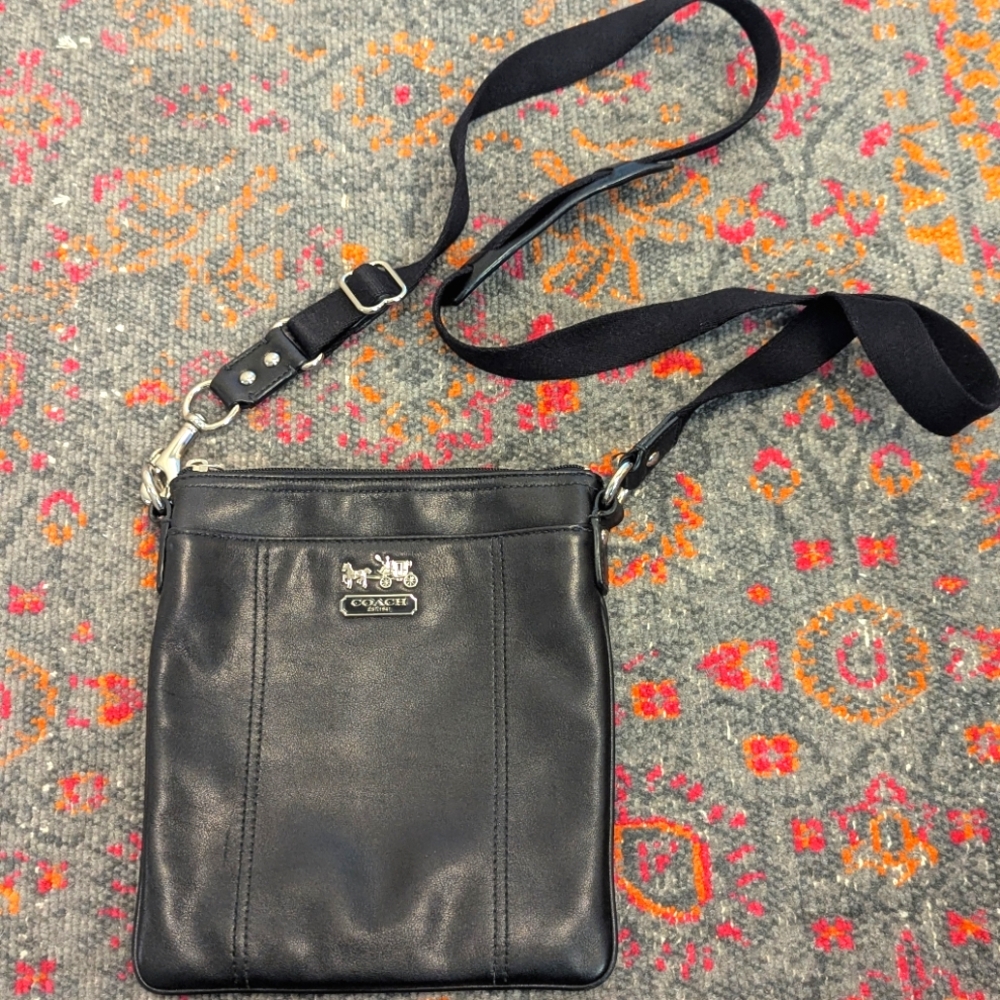 Black leather Coach purse